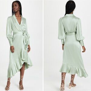 ZIMMERMANN $650 Silk Wrap Midi Dress in Mint